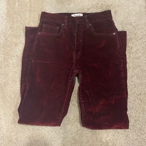 Free People Velvet Red Burgundy Stella Skinny Pants Stretch High Rise Size 27